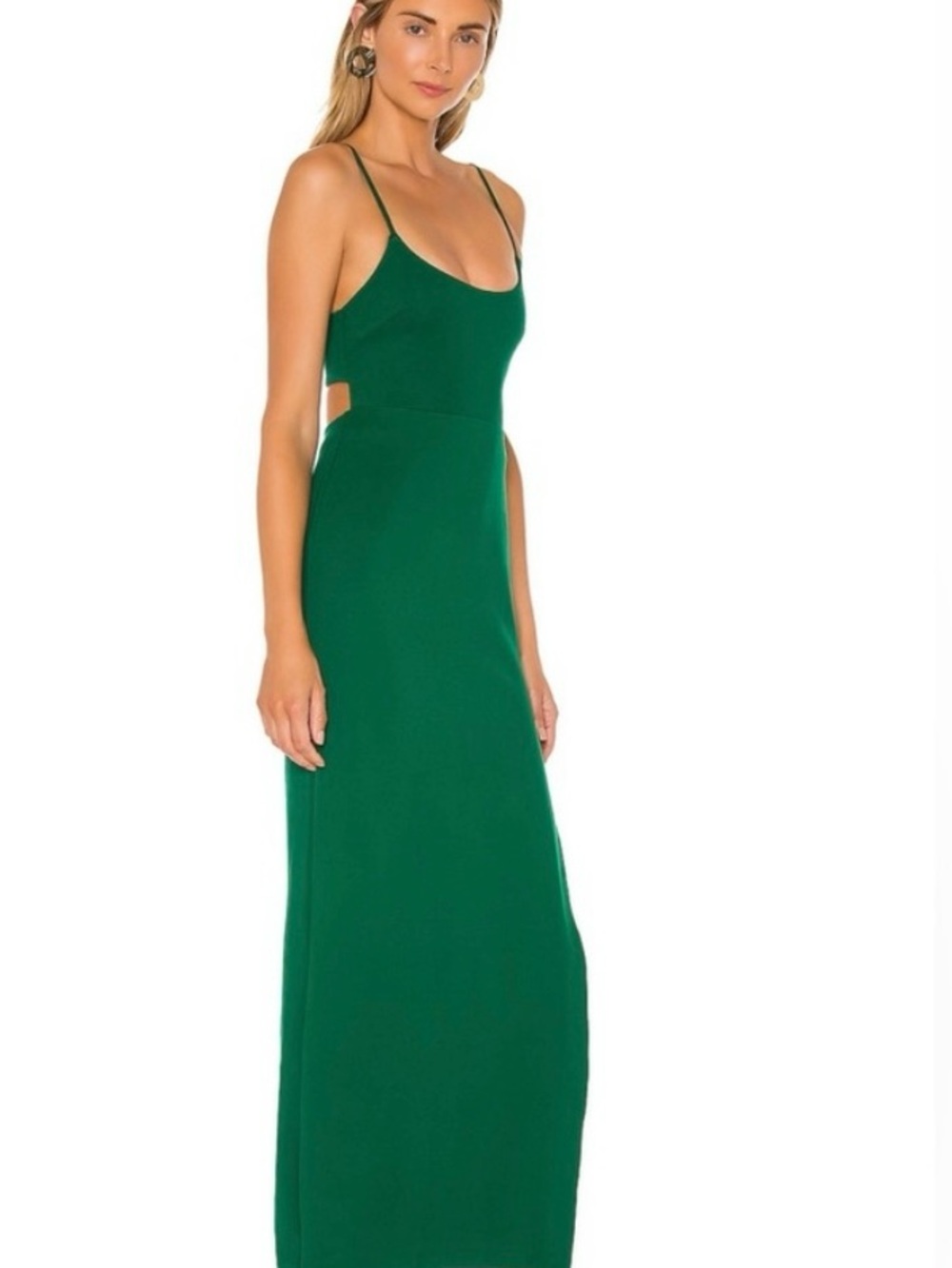 Revolve Emerald Green Maxi Dress with open back - Picture 3 of 3